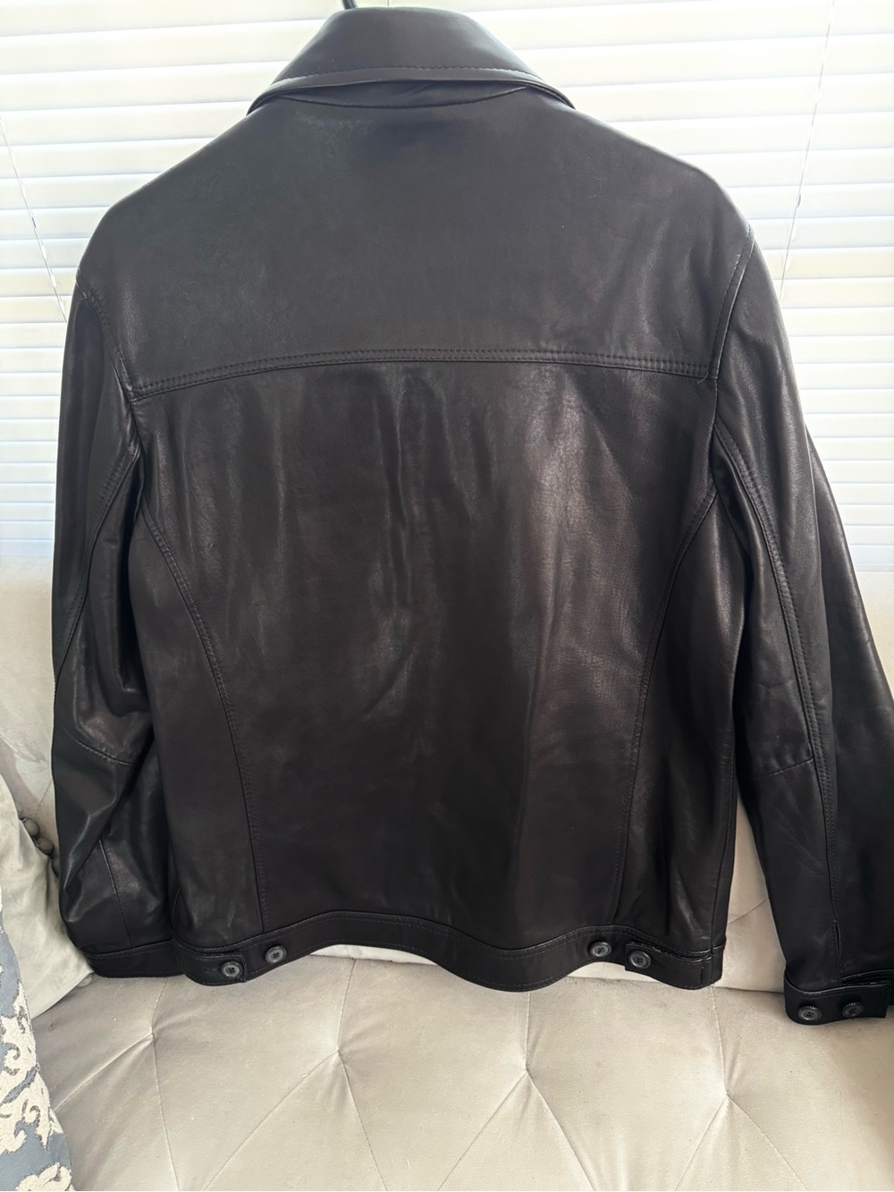 Joseph Abboud Black Leather Bomber Jacket - Picture 7 of 7